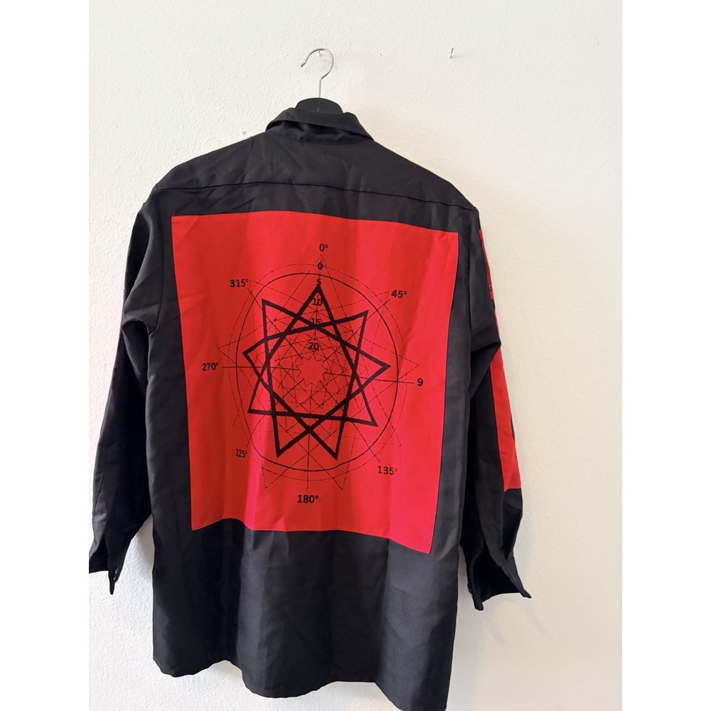 Vintage 2009 Slipknot Button Down Shirt Barcode Tribal Red Black Costume L